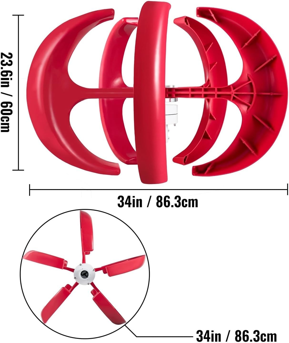 Vertical Axis Wind Turbine Generator 12V 100W/400W/600W tive Energy Generator Small Windmill with Controller Industrial Energy(100W)