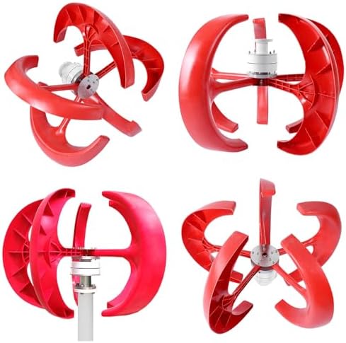 400W Vertical Wind Turbine Generator with Controller - 12V/24V, 5 Blades, Ideal for Home, RV, Boat & Street Lighting - Red, Efficient Renewable Energy Solution