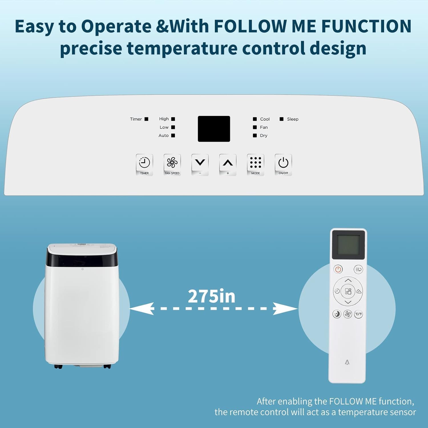 10,000 BTU Portable Air Conditioner Kit, 4 in 1 Floor AC Unit With Dehumidifier, Fan, Auto, Sleep Modes, Functional AC Unit Remote Control & Window Kit Included, Cools up to 450 Sq. Ft, 24H Timer