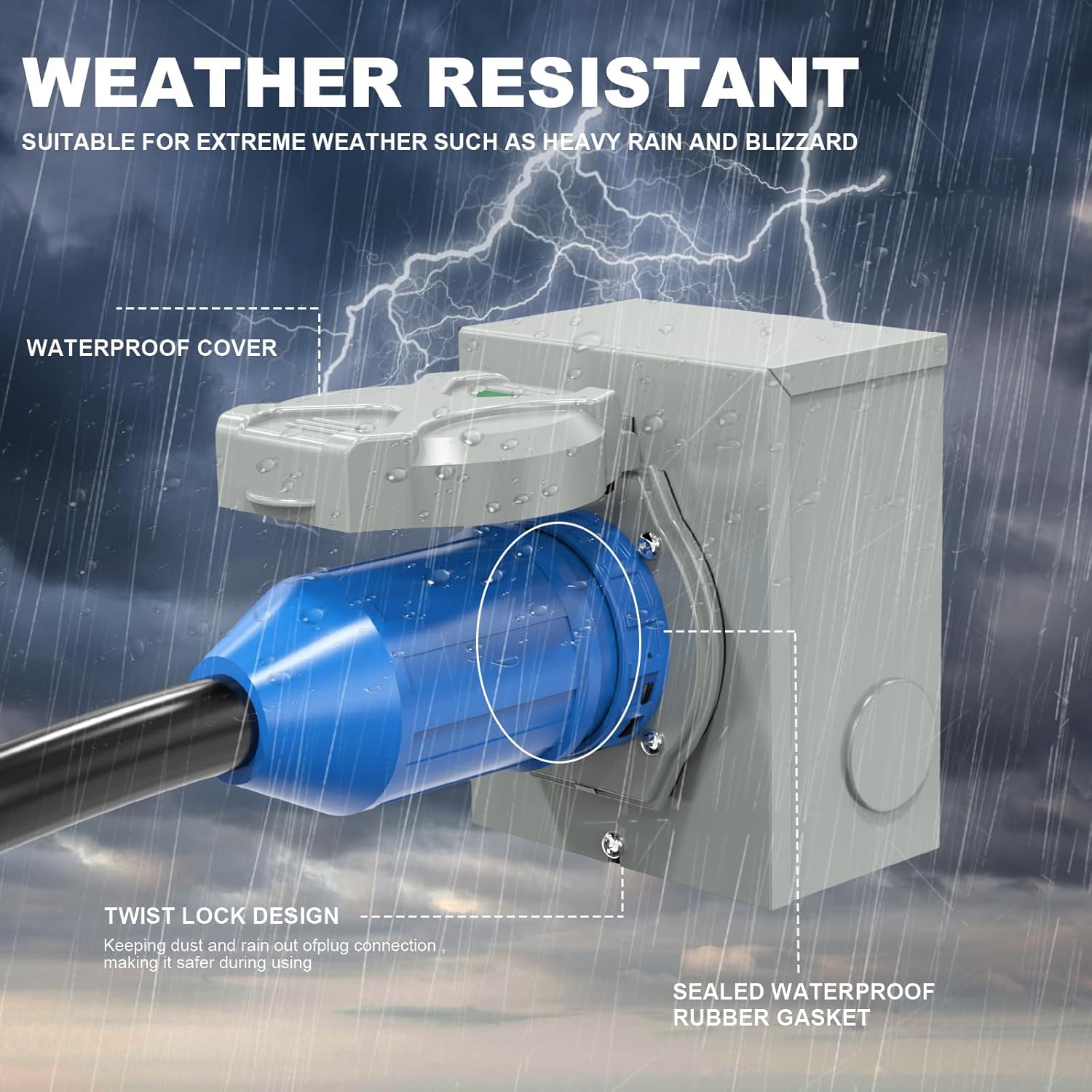 50 Amp Generator Cord and Power Inlet Box, 20FT Generator Extension Cords 50 Amp,125V/250V Generator Power Cord NEMA14-50P/SS2-50R Twist Lock Connector