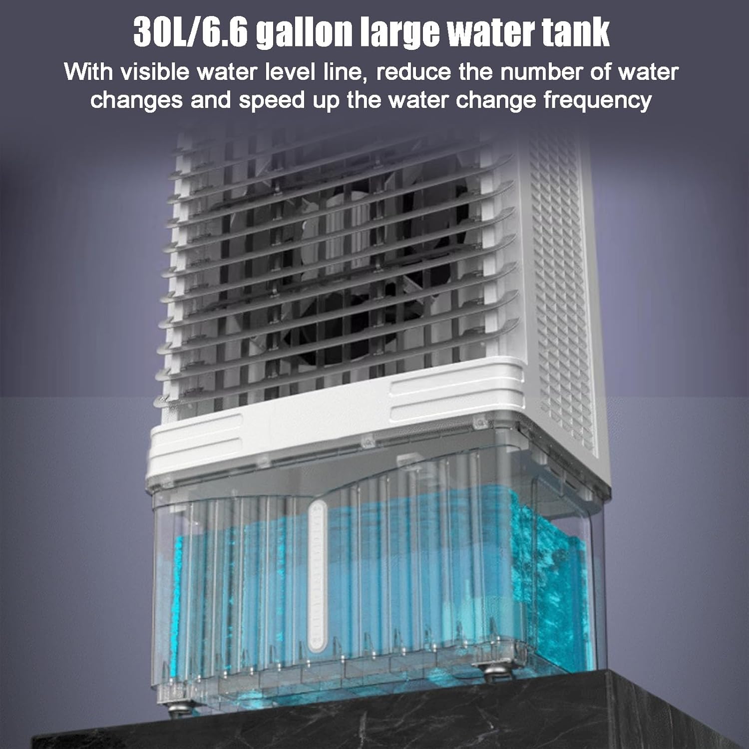 Swamp Cooler, Portable Evaporative Air Cooler, 4 Ice Box & 6.6 Gal Tank, 3 Speeds, 3-in-1 Portable Air Conditioners for Outdoor, Office, Home