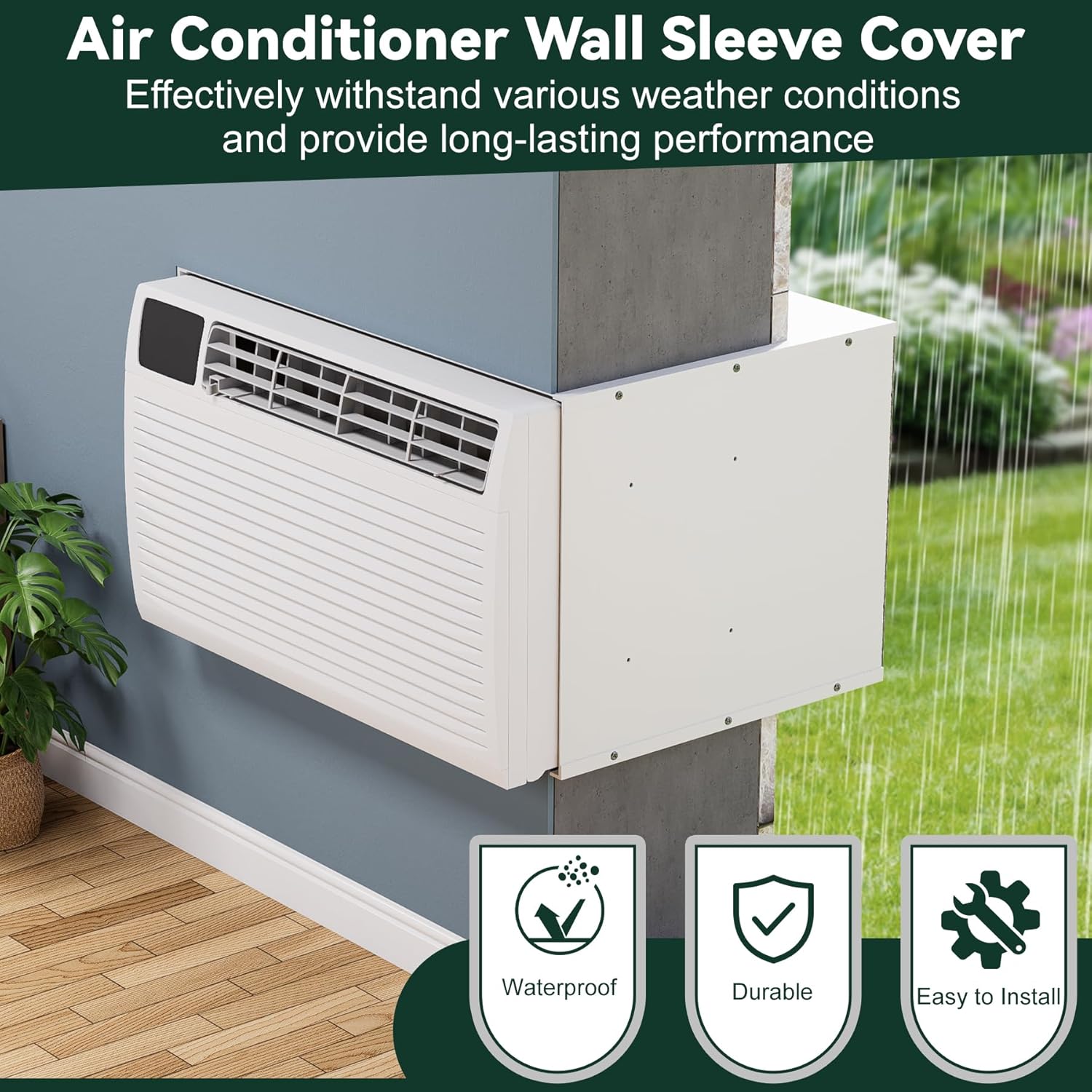Flehomo Through The Wall Air Conditioner Sleeve, Universal Wall Sleeve Fits Most 26 Inch Through The Wall Air Conditioners, TTW AC Wall Sleeve with Ventilation Mesh Screen