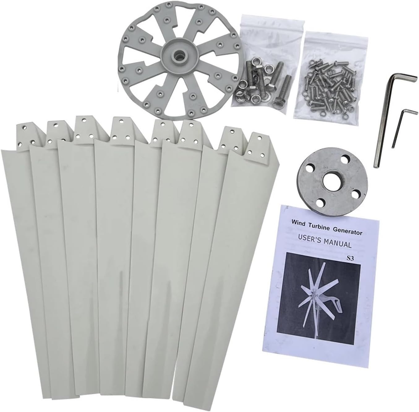 Wind Turbines, 8 Blades 3000w Wind Turbine nerator Homeuse Free Energy 12V 24V 48V Fit for Street Lamps Monitoring Boat(48V)