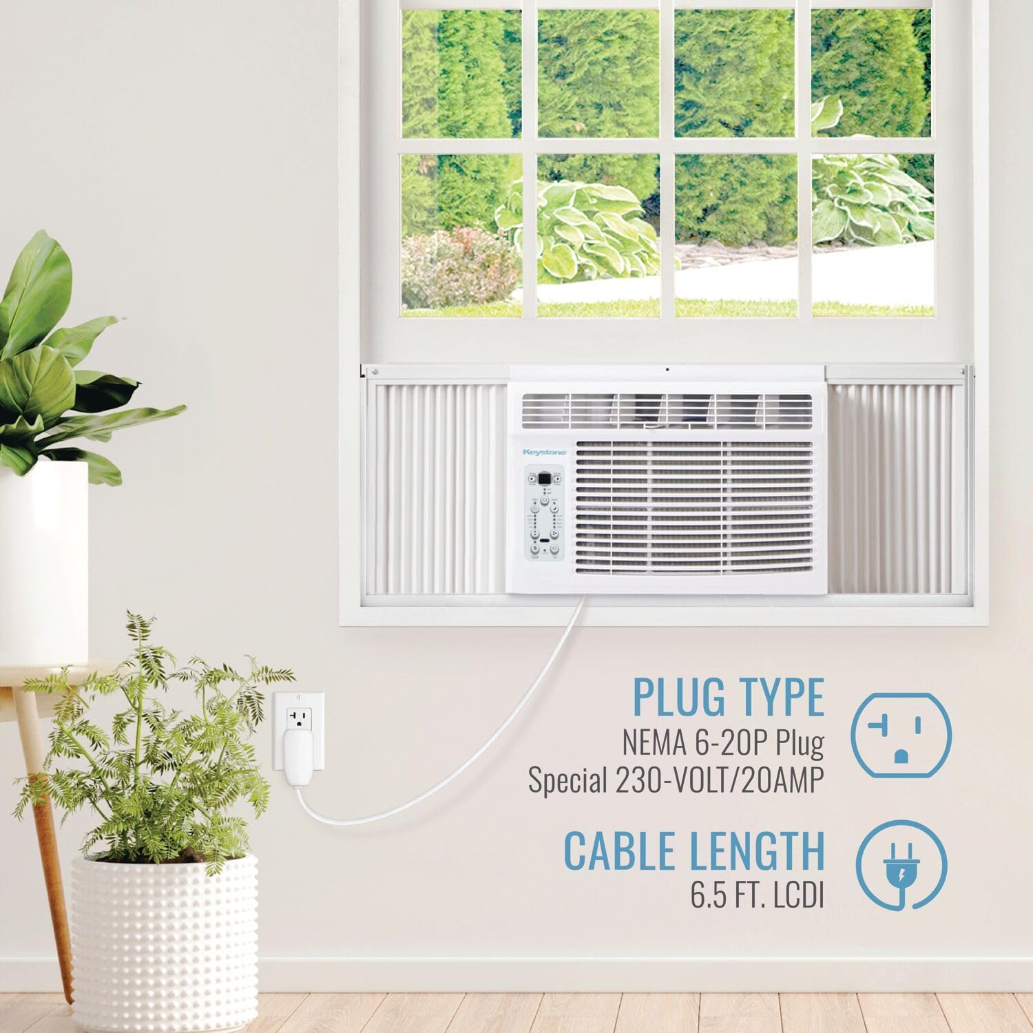 Keystone 12,000 BTU Window-Wall Air Conditioner with 11,000 BTU Supplemental Heating and Dehumidification, 230V, Window and Wall AC Unit for Living Room, Apartment, Medium Sized Rooms up to 550 Sq.Ft.