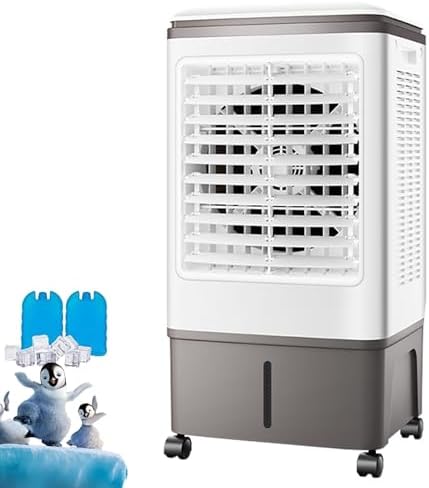 Portable Air Conditioner, Oscillating Tower Fan with Remote, Evaporative Air Cooler with 3 Wind Speeds, Cooling Fan Air Conditioner for Room Office(B)