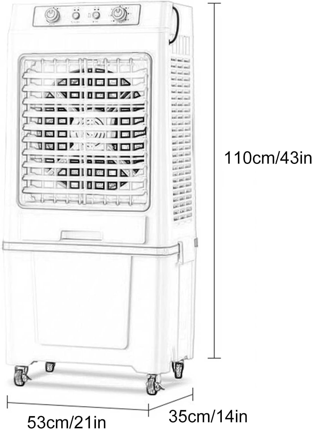 Portable Air Conditioners, Evaporative Air Cooler, Swamp Cooler with 40L/8.8 Gal Water Tank, 3-Speed Fan, 120°Oscillation, 2 Ice Packs, for Room Garage Patio(Orange)