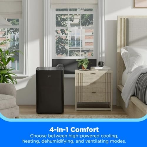 Midea 10,000 BTU DOE Smart Portable Air Conditioner 450 sq. ft., 3-in-1 Comfort: Cools, Ventilates, & Dehumidifies, Voice Control: with Alexa, Google Assistant - MAP10S1XWBL (Renewed)