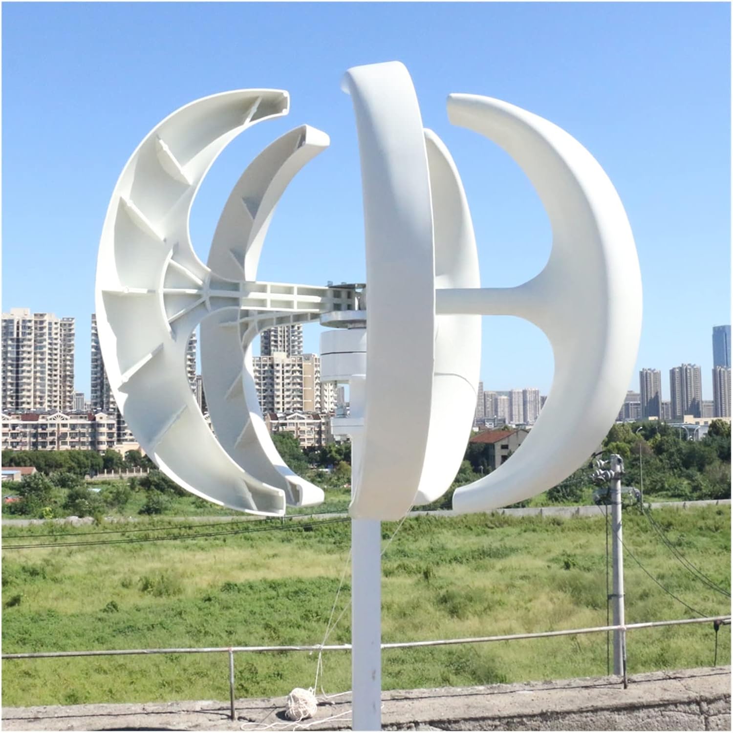 Wind Turbines, 5000W Home Low Noise Wind Power Turbine Electric Generator 5KW 12V 24V Vertical Windmill Low Wind Speed Starting Wind Turbines(White,24V)