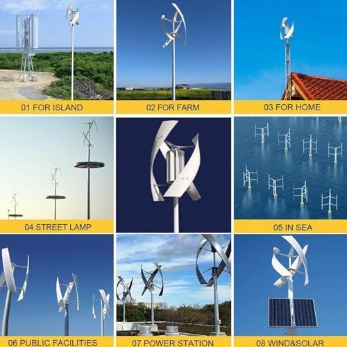 3000W Noiseless Vertical Wind Turbine Kit - Horizontal Generator with Magnetic Levitation 3-Blade Design & Controller for Home Battery Charging Solutions