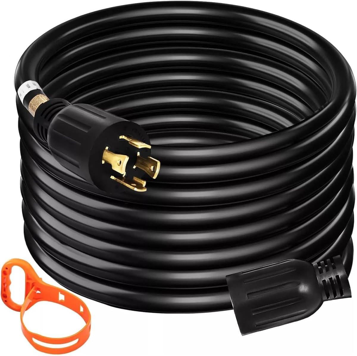 Generator Extension Cord 20Ft Power Cable 30A Adapter Plug Copper Wire, Replacement for VEVOR OEM, BLACK