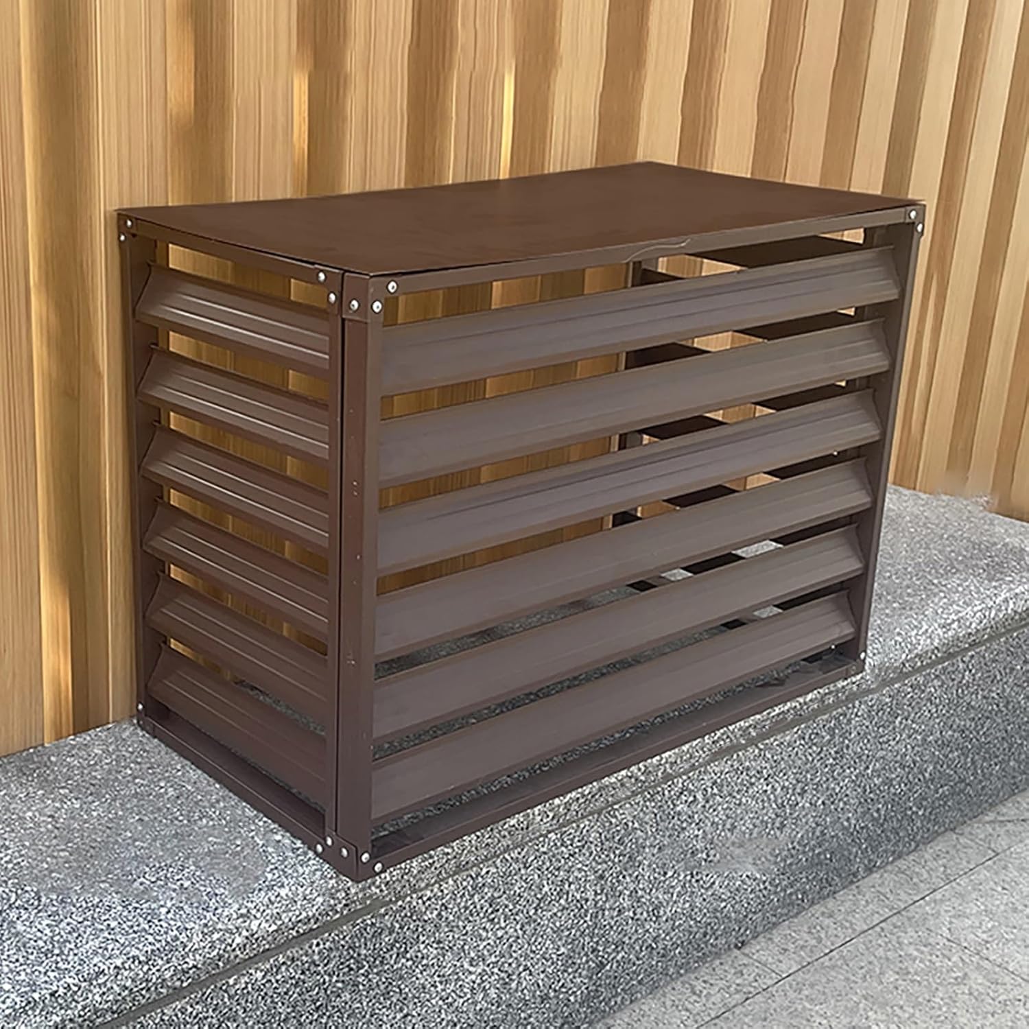 Outdoor Air Conditioner Cover Aluminum, All Weather Protective Cover, Trash Can Enclosure Freestanding Privacy Screen Fence Panels AC Unit Cover Flower Stand Condenser Pool Equipment Enclosure ( Col