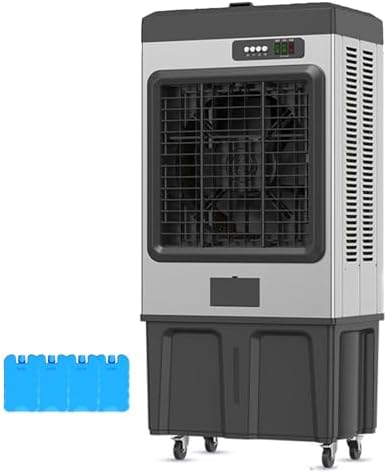 Generic Swamp Cooler Air Conditioner Metal Body 3 Speeds 120° Oscillation with 100L Water Tank with Universal Wheels 4 Ice Packs for Outdoor Indoor Use, FGGGURBDC-HEIGHT130CM/100L