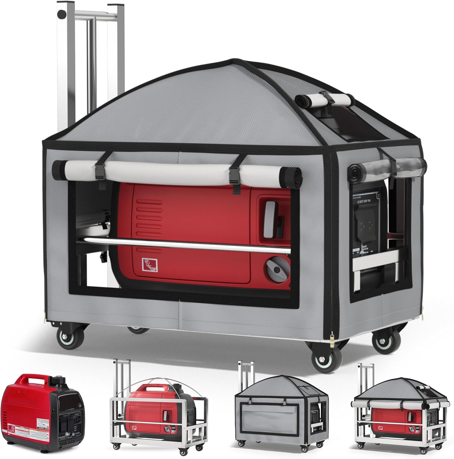 Generator Covers While Running, (23.2X14.1X19.6inches), Portable GeneratorCover with Cart, for HD-iPower-Champion1000w-2500w Portable Generators,900D Covers +201heavy-duty stainless steel Cart.