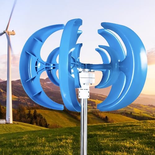 10000W Vertical Wind Turbine Generator with 5 Blades & Controller - Ideal for Home, Boats, Street Lighting, Cabins & Terraces - Durable Blue 24V Energy Solution