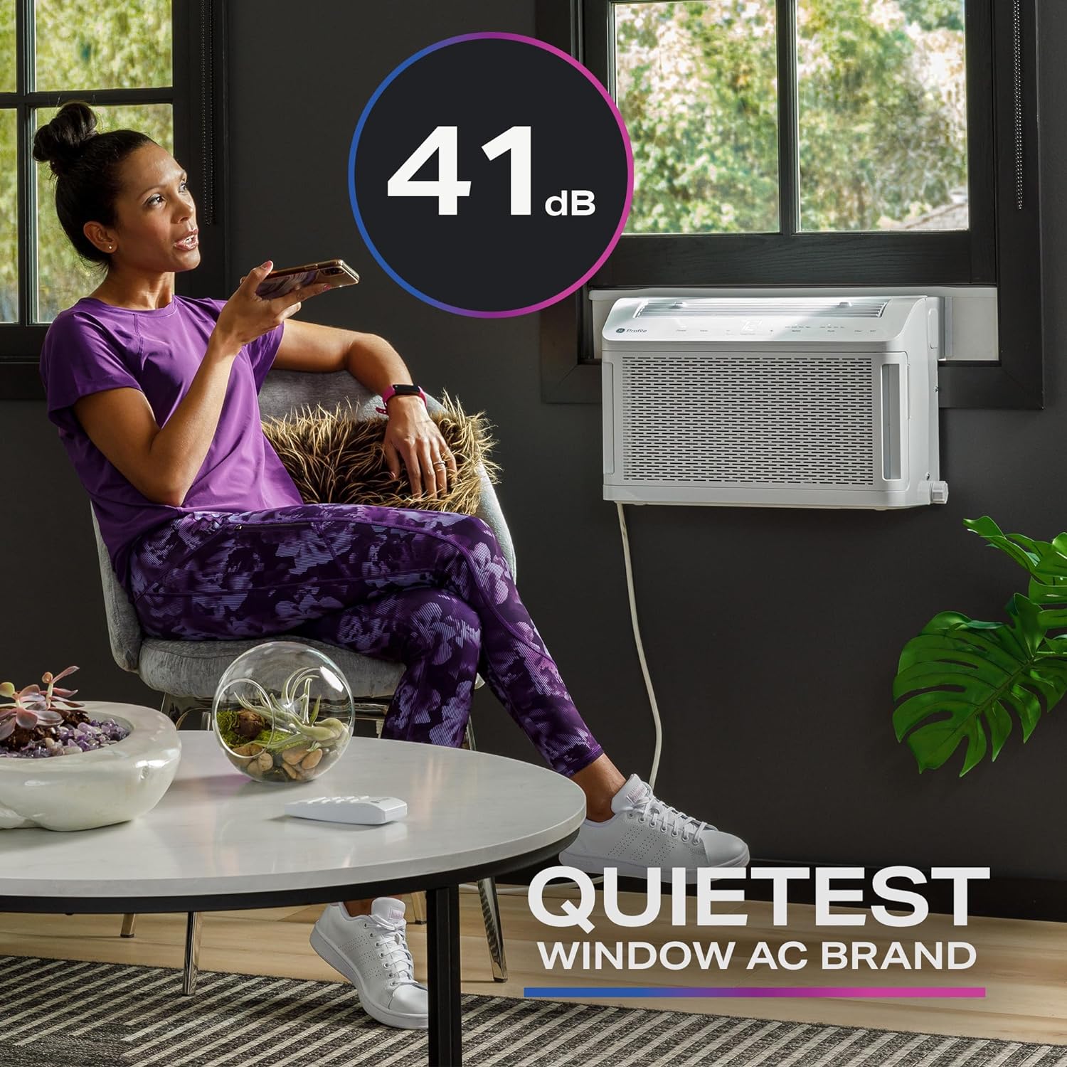 GE Profile ClearView Window Air Conditioner 8,300 BTU, WiFi Enabled, Ultra Quiet for Medium Rooms, Full Window View with Easy Installation, 8K Window AC Unit, White (Renewed)