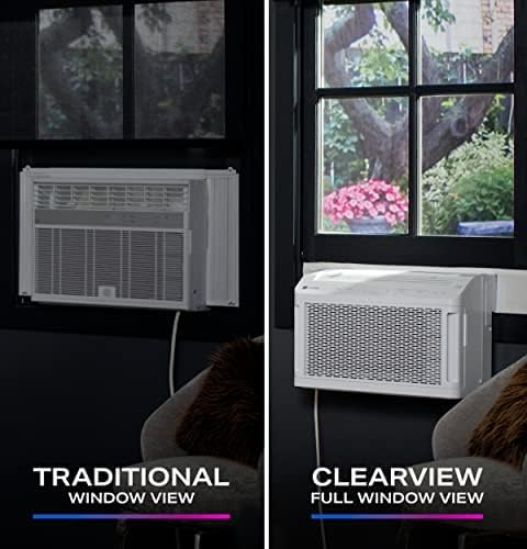 GE Profile ClearView Inverter Window Air Conditioner Unit, 10,300 BTU, U-Shaped Adjustable Depth, Energy Efficient Cooling up to 450 sq ft., Ultra Quiet, SMART Home Capable, Includes Remote, White