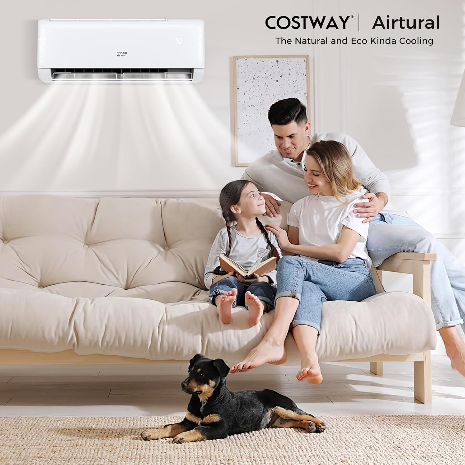 COSTWAY 24000 BTU Mini Split Air Conditioner, Energy Star, with Remote, Compatible with Alexa, Googlehome, Heat Pump, 21 SEER2 Inverter, 24H Timer, for Rooms up to 1500 Sq.Ft (Airtural Series)
