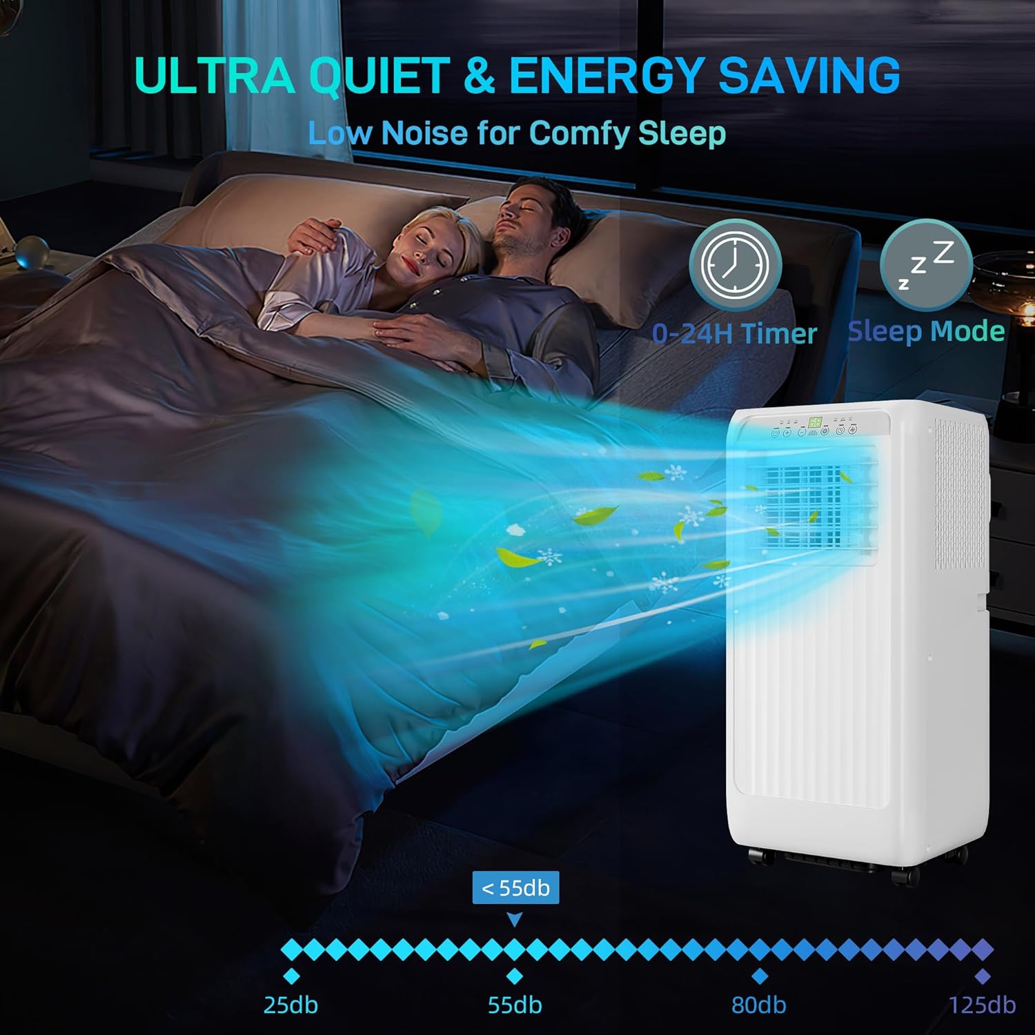 8000 Btu Portable Air Conditioners, 3-in-1 Portable AC, Dehumidifier, and Fan Mode, AC Unit with 24H Timer & Remote Control, White