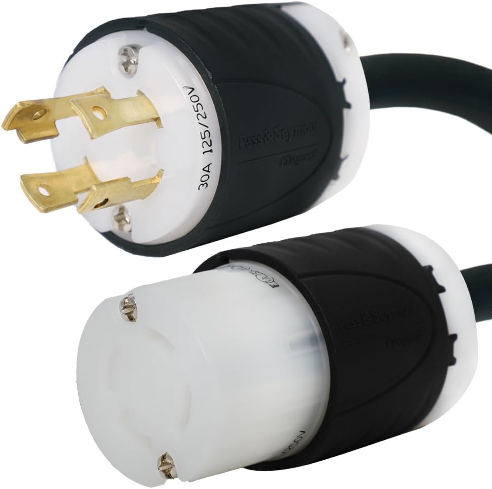 NEMA L14-30 Generator Extension Cord - 30A, 125/250V, 10/4 SJT - UL Listed - Iron Box # IBX-5805-65 (65 ft, Build)