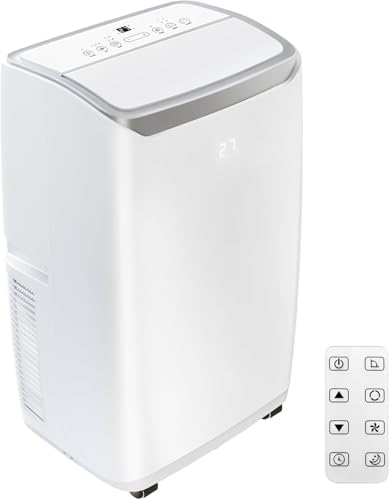 12000 BTU Portable Air Conditioner with 3-in-1 Cooling, Dehumidify, Fan for Rooms Up to 550 Sq.Ft, Quiet Portable AC Unit with 3 Speed, Auto Swing, 24H Timer,White