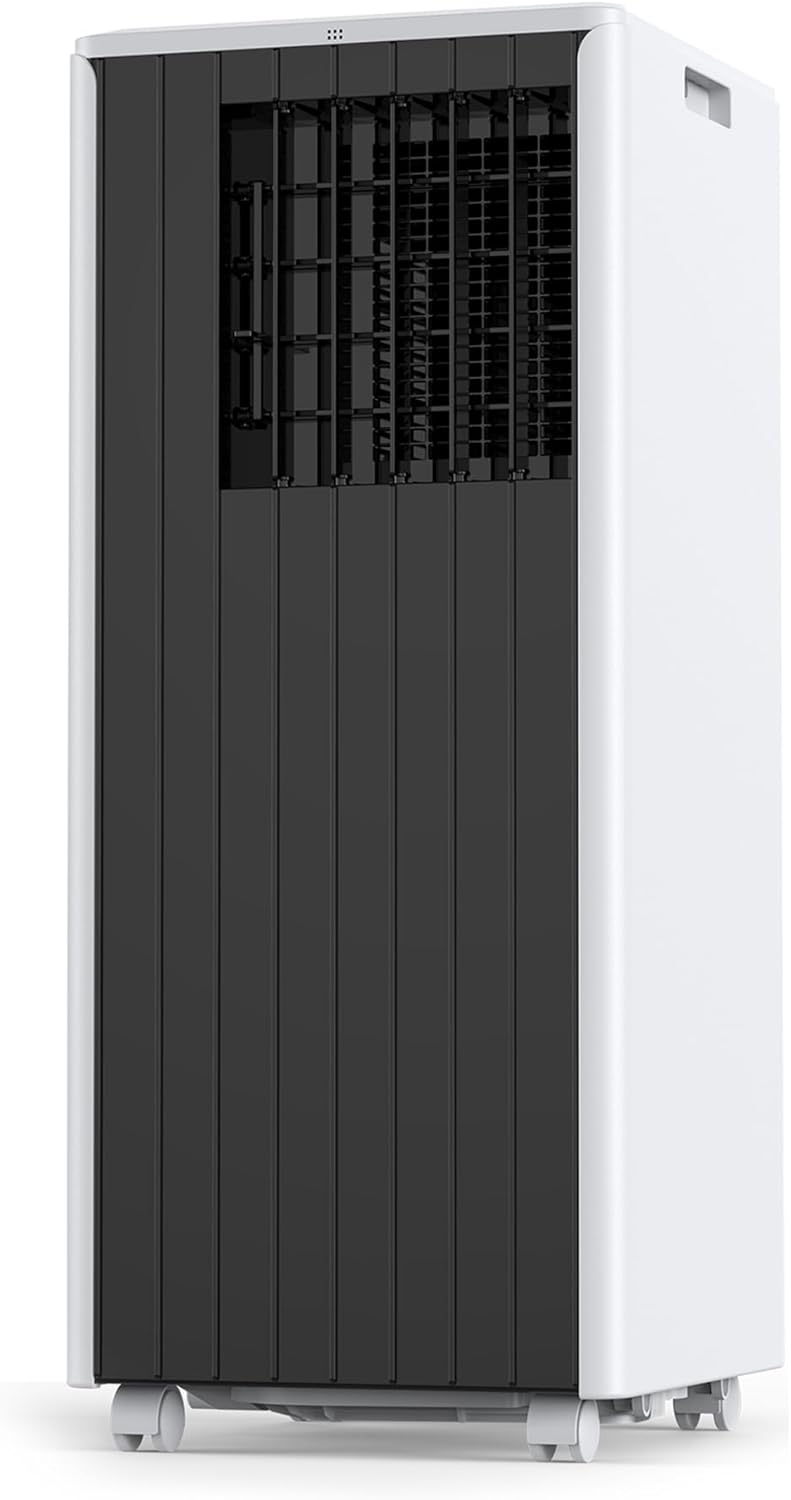 8,000 BTU Portable Air Conditioner With Remote, Dehumidifier & Fan for Rooms Up to 350 Sq.Ft. 3-In-1 AC, Includes Window Installation Kit, 24-Hour Timer, Easy Mobility Wheels & Quiet Operation