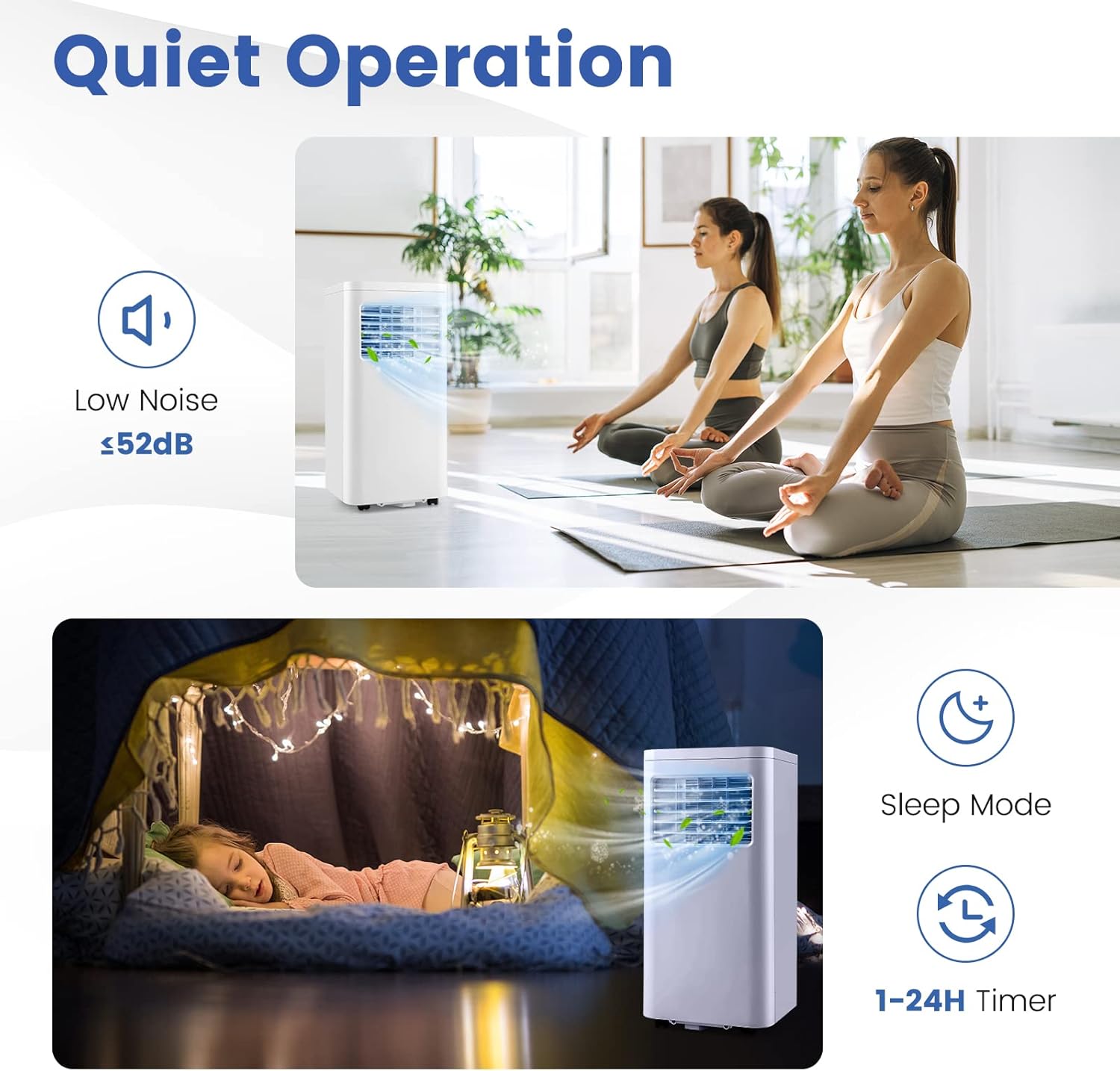 LDAILY 3-in-1 Portable Air Conditioner, 10000 BTU (ASHRAE) AC Unit w/Fan & Dehumidifier, Quiet AC w/ 1-24H Timer, LED Display, 2 Fan Speeds, 4 Wheels, Remote Control, Exhaust Hose & Window Kit