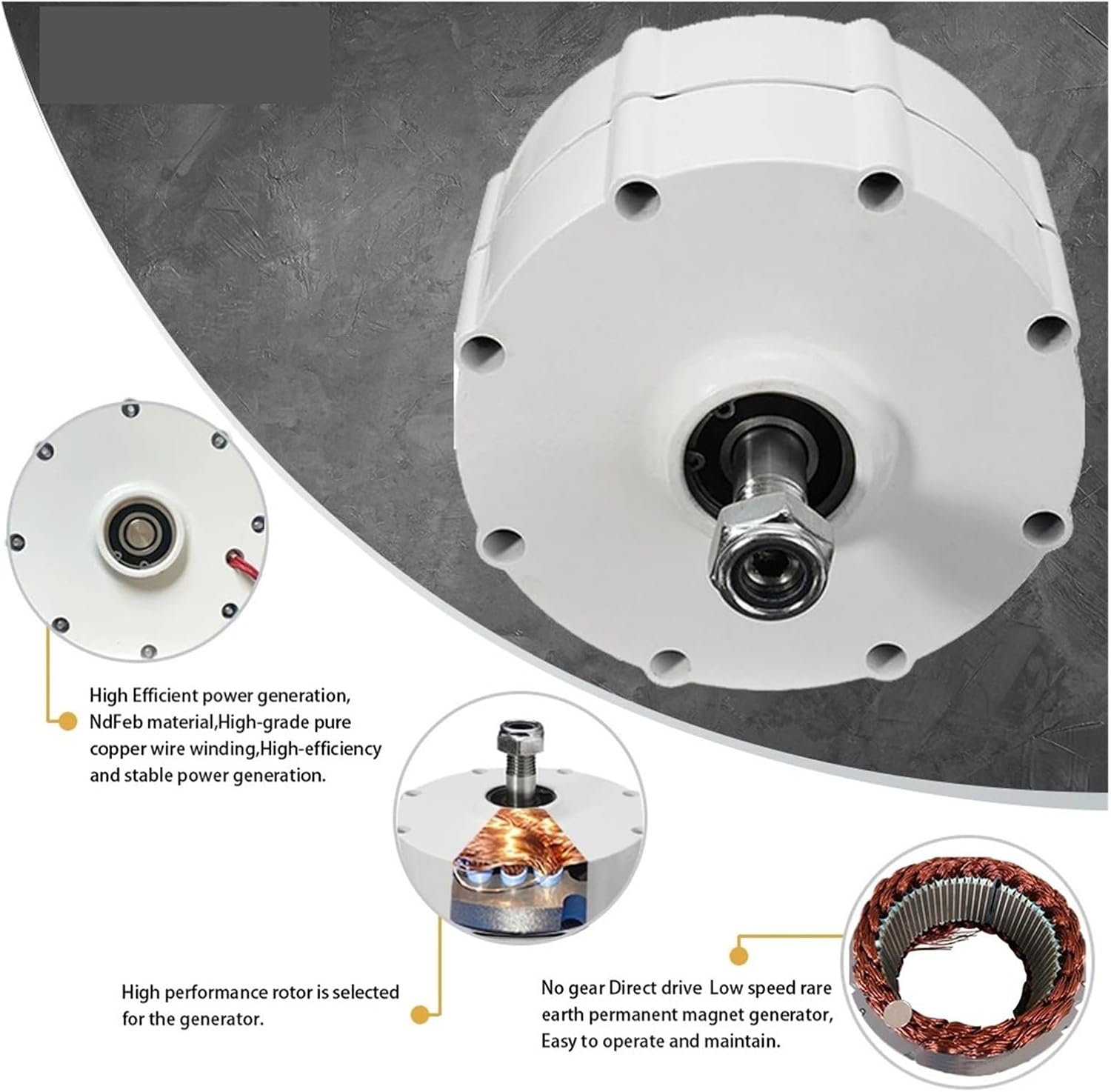 Wind Turbines, Low Speed 2000W 12V 24V 48V Permanent Magnet nerator rador De Energia AC Alternators Use for Wind Turbine Water Turbine(WB,12V)