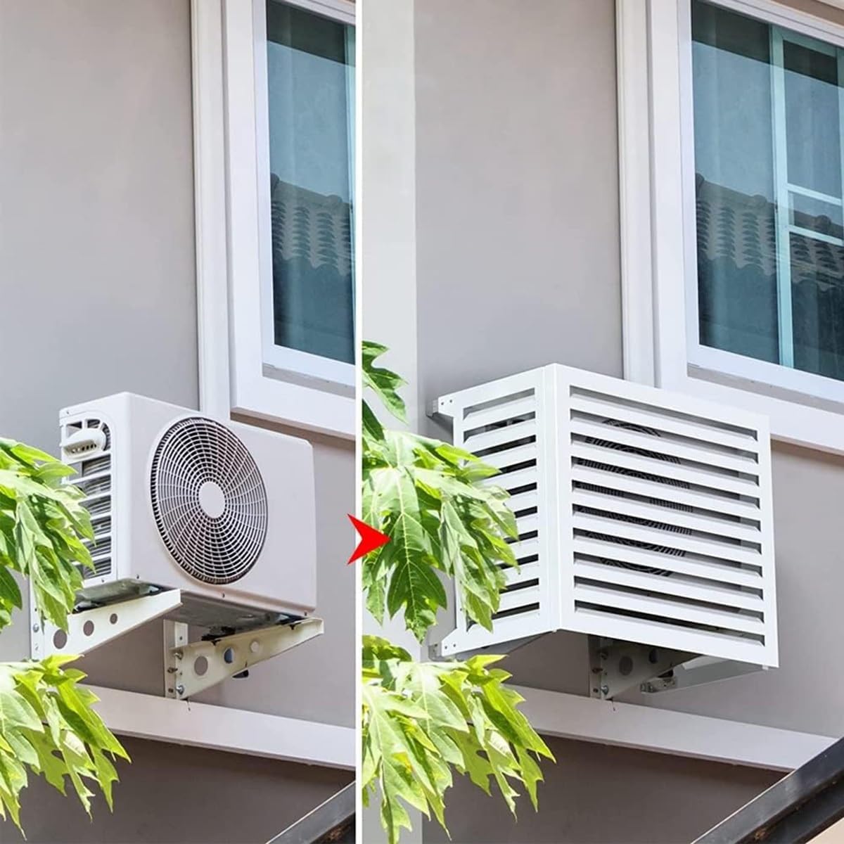 Outdoor Air Conditioner Cover - Aluminum Alloy Rack For Heat Pump - Guardrail Frame For Outside To Hide Outdoor AC Unit And Trash Enclosure, 39.4*19.7*27.5/43.3*23.6*31.5in ( Color : Gray , Size : 110