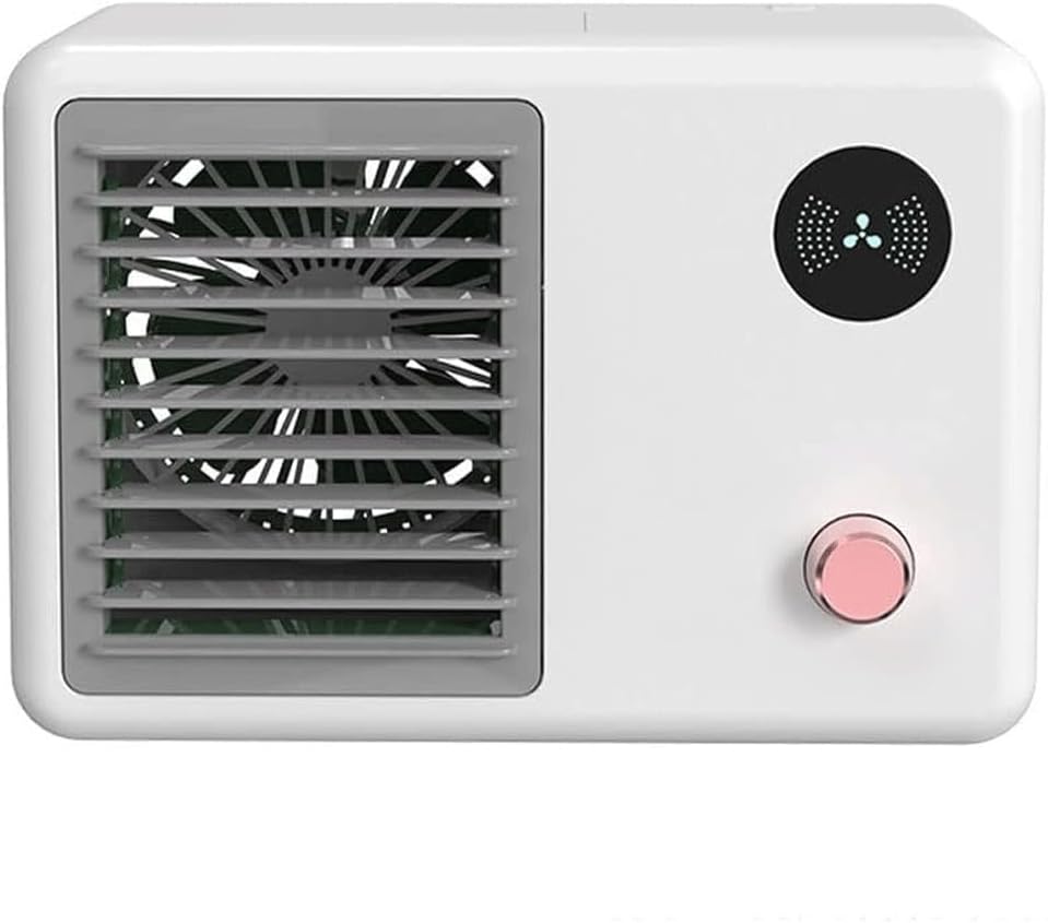 Portable Air Conditioner, USB Air Cooler with LED Light, Mini Air Conditioner Portable Cooler, Desktop Cool Personal Space, for Bedroom, Office (Color : White) (White)