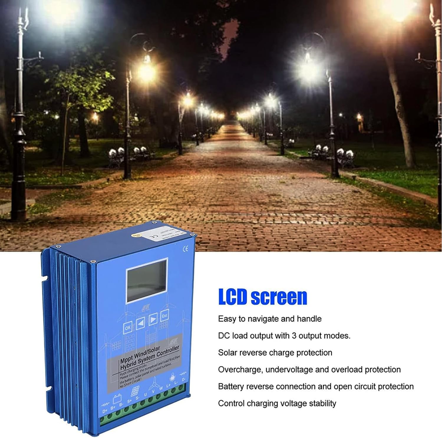 12v, LCD Wind and Solar Hybrid System 1000W-5000W MPPT Charging Controller 12V/24V/48V Household Lighting Equipment Automatic Controller 12V