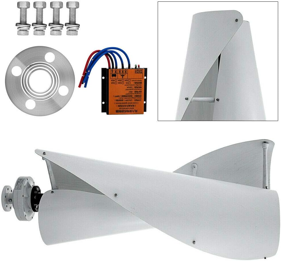 Wind Turbine, Vertical Wind Turbine Generator 3kw 4kw 6kw Vertical Axis Permanent Maglev Wind Turbine 12v 24v 48v with MPPT Control(White,MPPT Controller_12V)