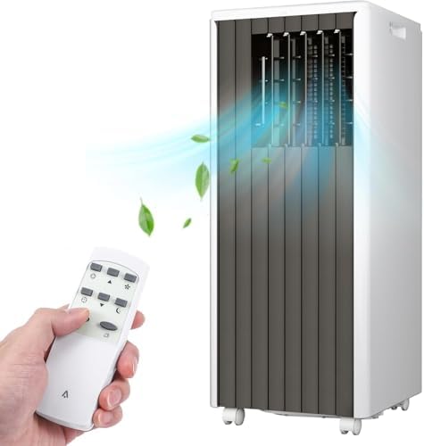 8000 BTU Portable Air Conditioner-3-In-1 (Cool/Dehumidify/Fan) With Remote, LED Touch Control & 24H Timer, Air Conditioners Cools Rooms Up to 350 Sq.Ft for Home, Office & Dorm Rooms (Black & White)