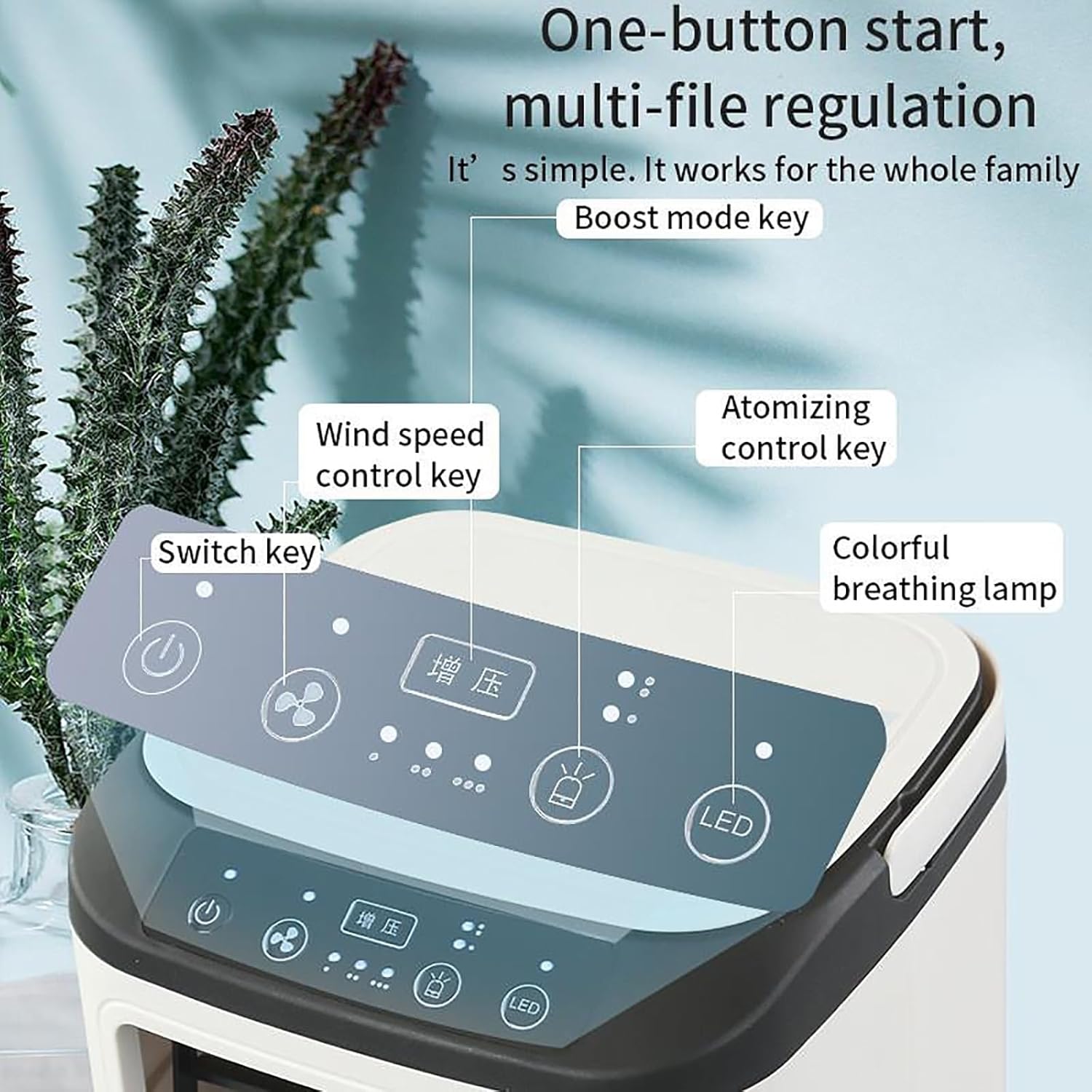 Portable Air Conditioners, Evaporative Air Cooler with 0.24Gal Water Tank, Built-In Ice Box, 3 Wind Speeds, 2-Stage Atomization, 7 Color Light, Swamp Cooler Fan for Room Bedroom Office