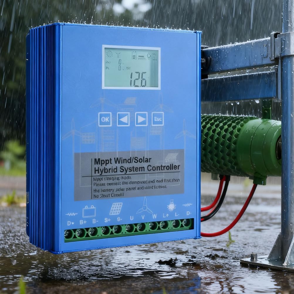 Blue,12V, 3000W 12V 24V 48V 220V Off Grid MPPT Wind Solar Hybrid Charge Controller,1500W Wind Turbine & 1500W Solar Panels Charge Controller with Dump Load