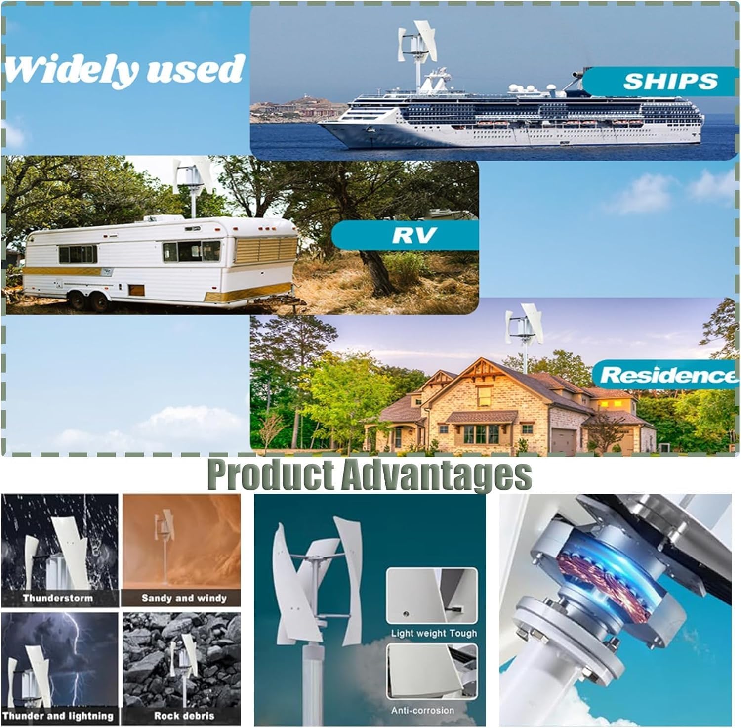 High Efficiency 20000W Vertical Wind Turbine Generator Kit - Space Saving 12V/24V/48V Windmill for Home, RV, Marine - Colorful Low Speed Renewable Energy Solution