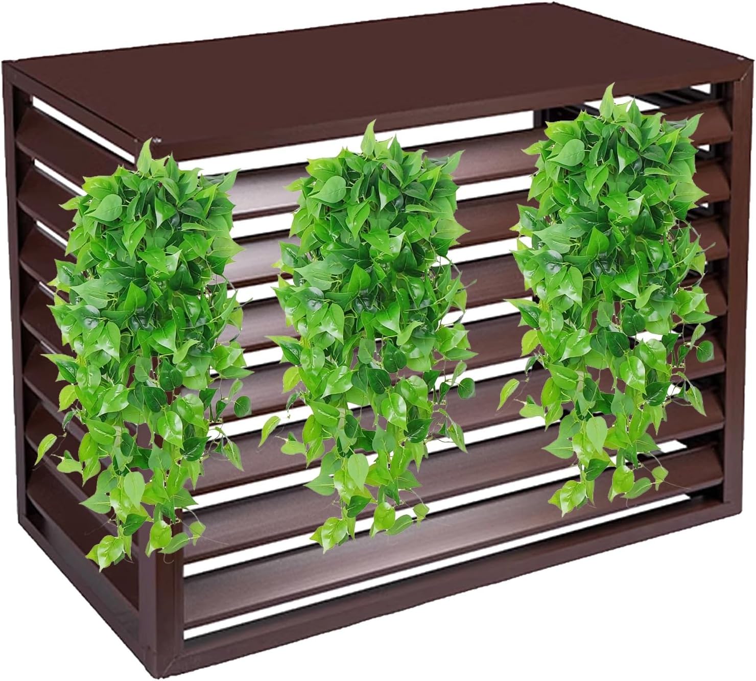 Air Conditioning Window Cover Air Conditioner Fence Screen Outdoor Privacy Ac Covers Fireproof for Outside Units Hide Air Con(Coffee,110 * 80 * 60cm 43 * 31 * 24in)
