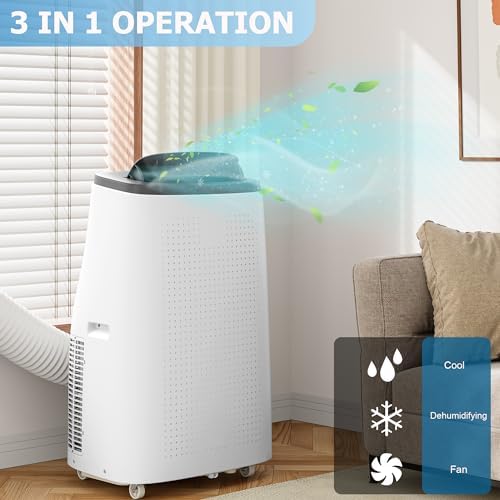 Garvee 14000 BTU Portable Air Conditioners, Portable AC With Remote for Room to 600 sq.ft 3 in 1 Air Conditioner With Dehumidifying/Fan/Timer And Window Kit