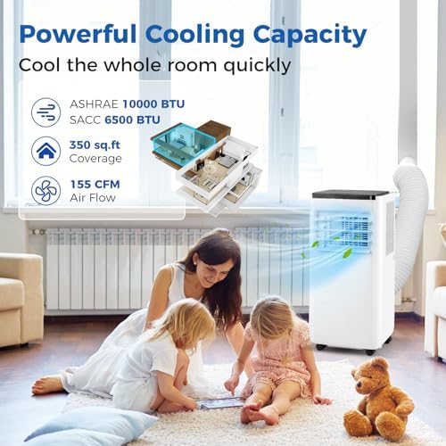 SIMOE Portable Air Conditioners 10000 BTU, 3-IN-1 Portable AC Unit with Dehumidifier & Fan Mode Cools Up to 350 Sq.Ft, Quiet Air Conditioner Portable with 24H Timer, Child Lock