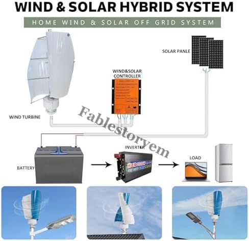 12000W Wind Turbine Generator Kit - 12V/24V/48V Vertical Maglev Home Use, 3 Phase Permanent Magnet Generator with MPPT Controller, Breeze Start, D-48V for Renewable Energy