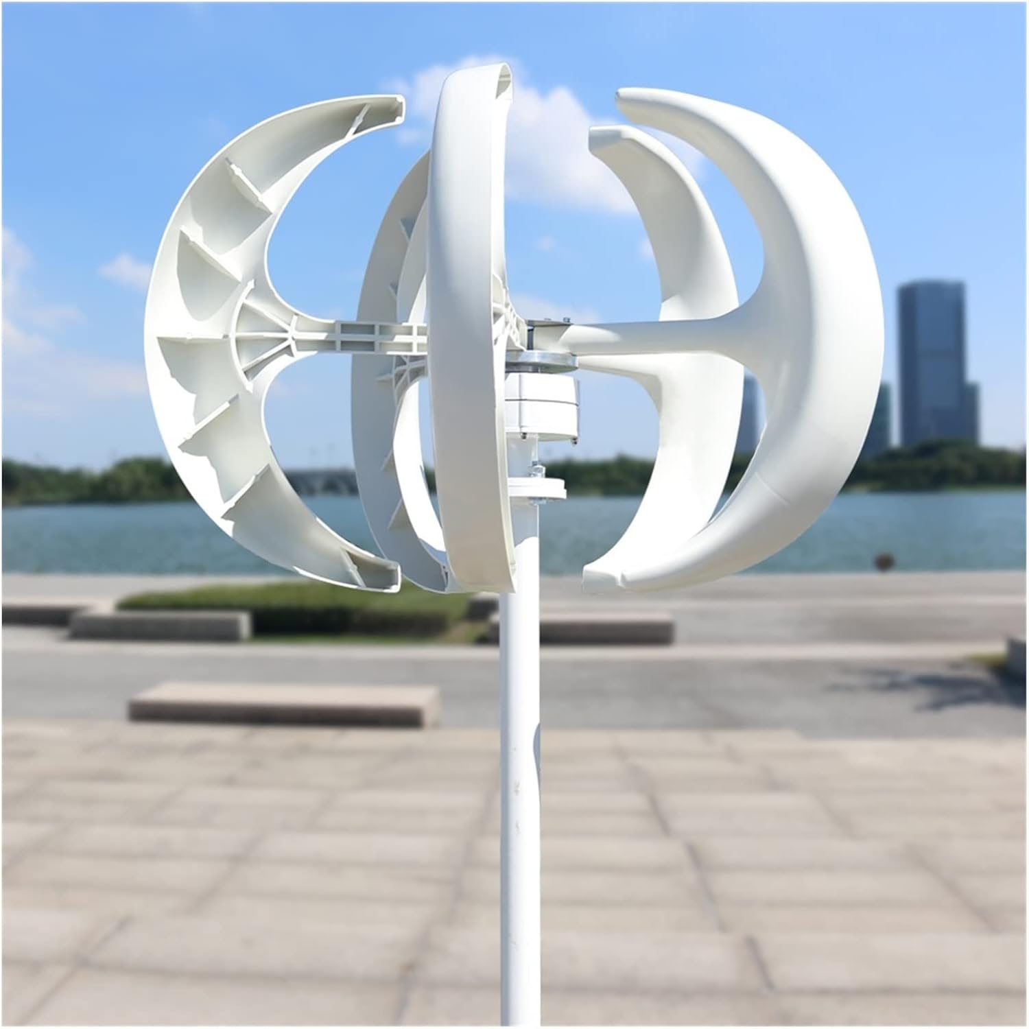 Wind Turbine, 1000W Wind Turbine Lantern Wind Turbine Vertical Axis 12V 24V Motor Quick Start Home Farm Hybrid Street Light with MPPT Controller(White,MPPT Controller_12V)