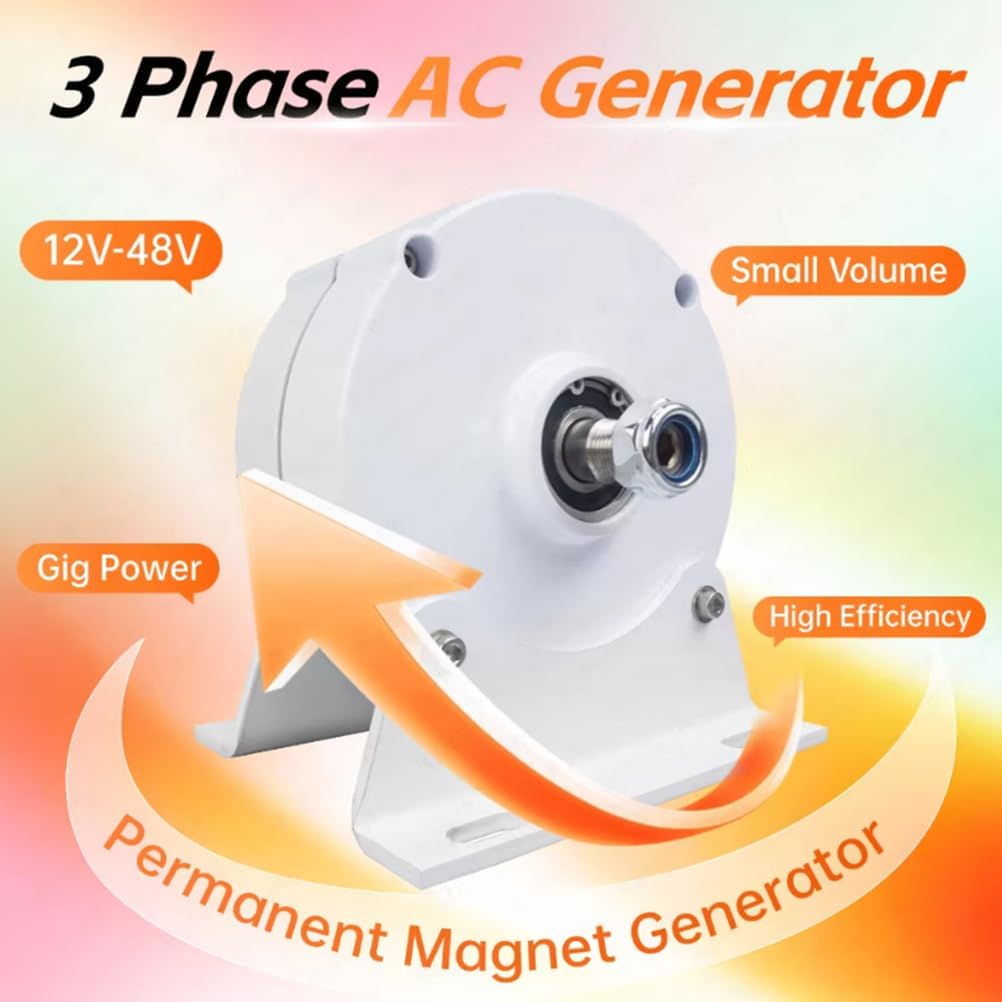 500R/Min Low RPM Permanent Magnet Generator, 9000W 12V 24V 48V 220V Gearless with Base Three Phase AC Alternator Free Energy for Water Wind Turbine