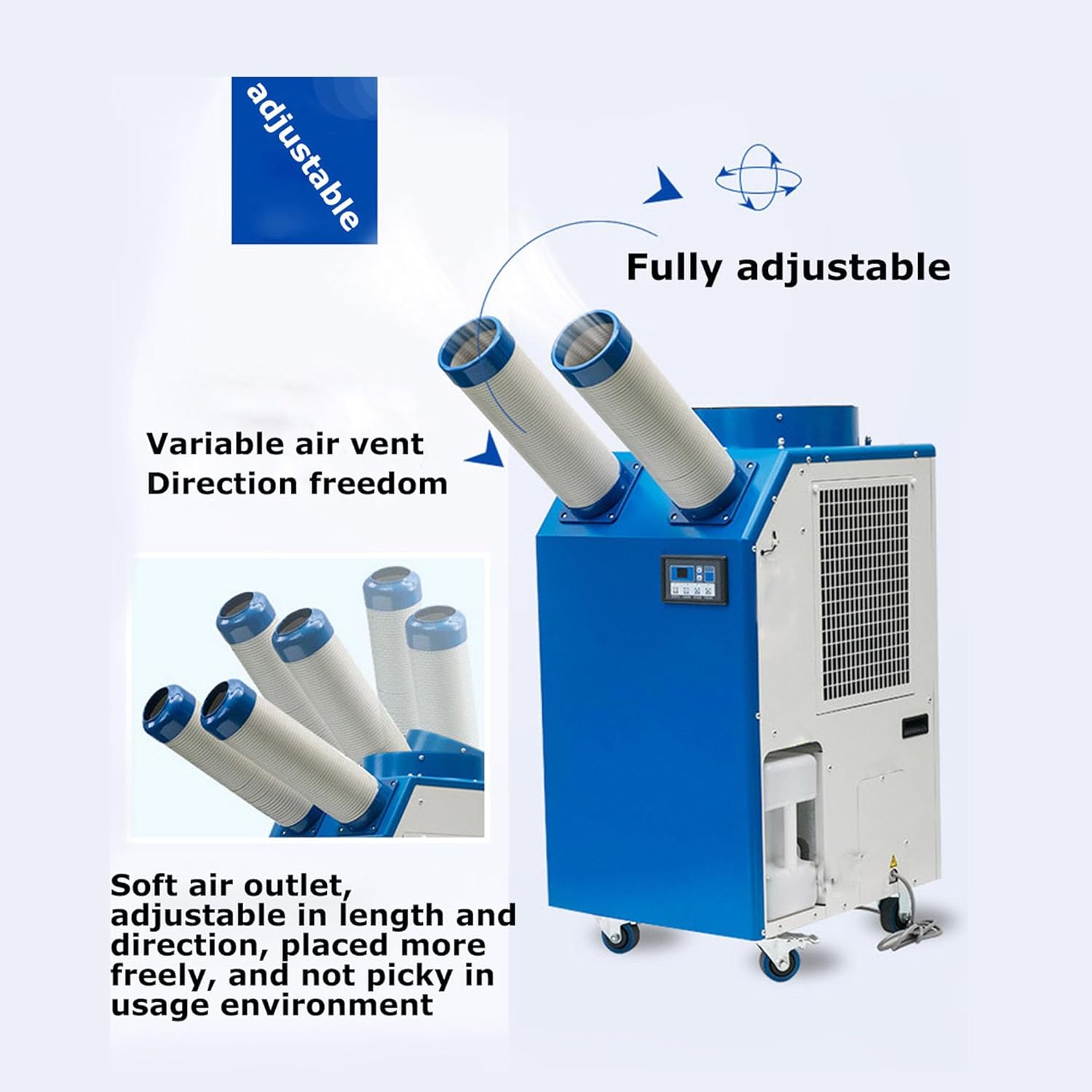 220V Industrial Air Conditioner Outdoor Air Conditioning Fan Equipment Double Tube 780m³/h Blue
