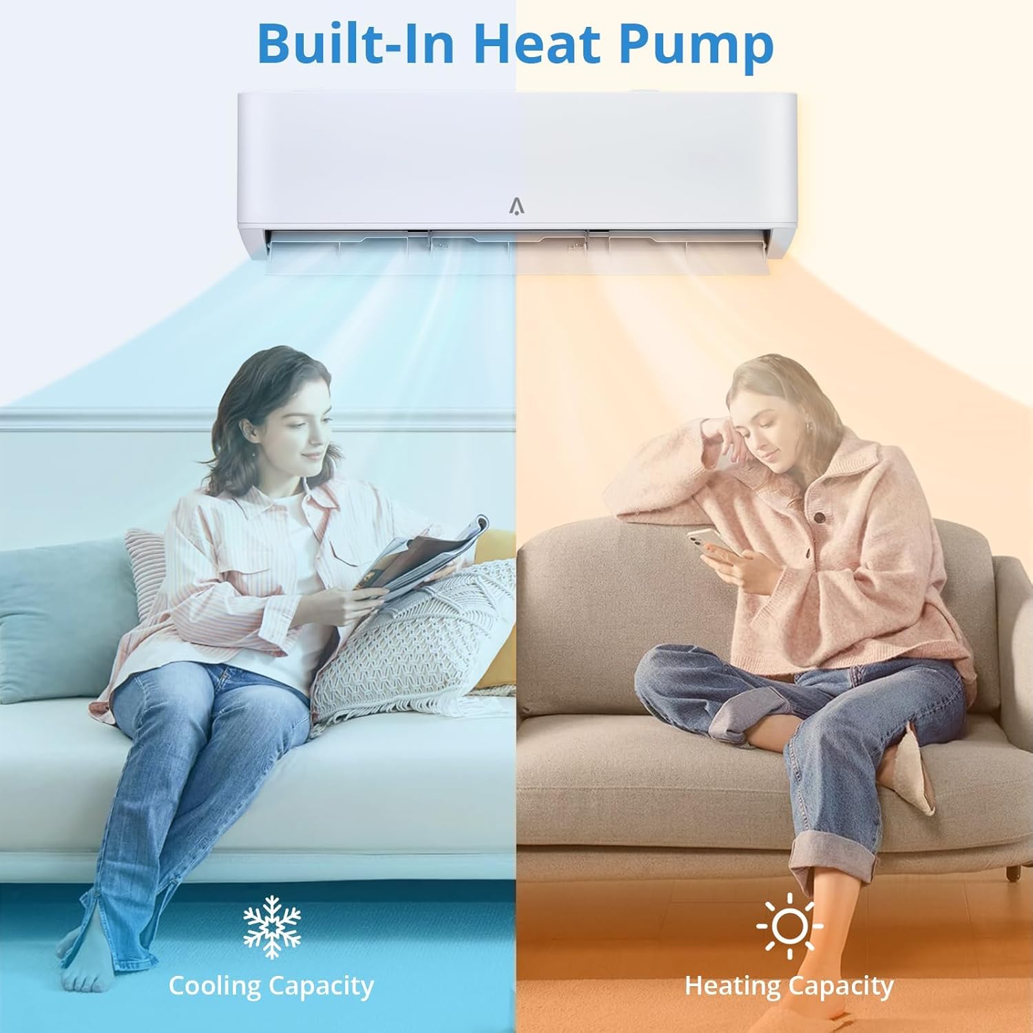 IDEALHOUSE 18,000 BTU Mini Split Air Conditioner and Heat Pump, 23 SEER2 Ultra Quiet 208-230V Ductless AC with WiFi & Alexa Control, Cools/Heats up to 1250 Sq.Ft, Easy Installation Kit