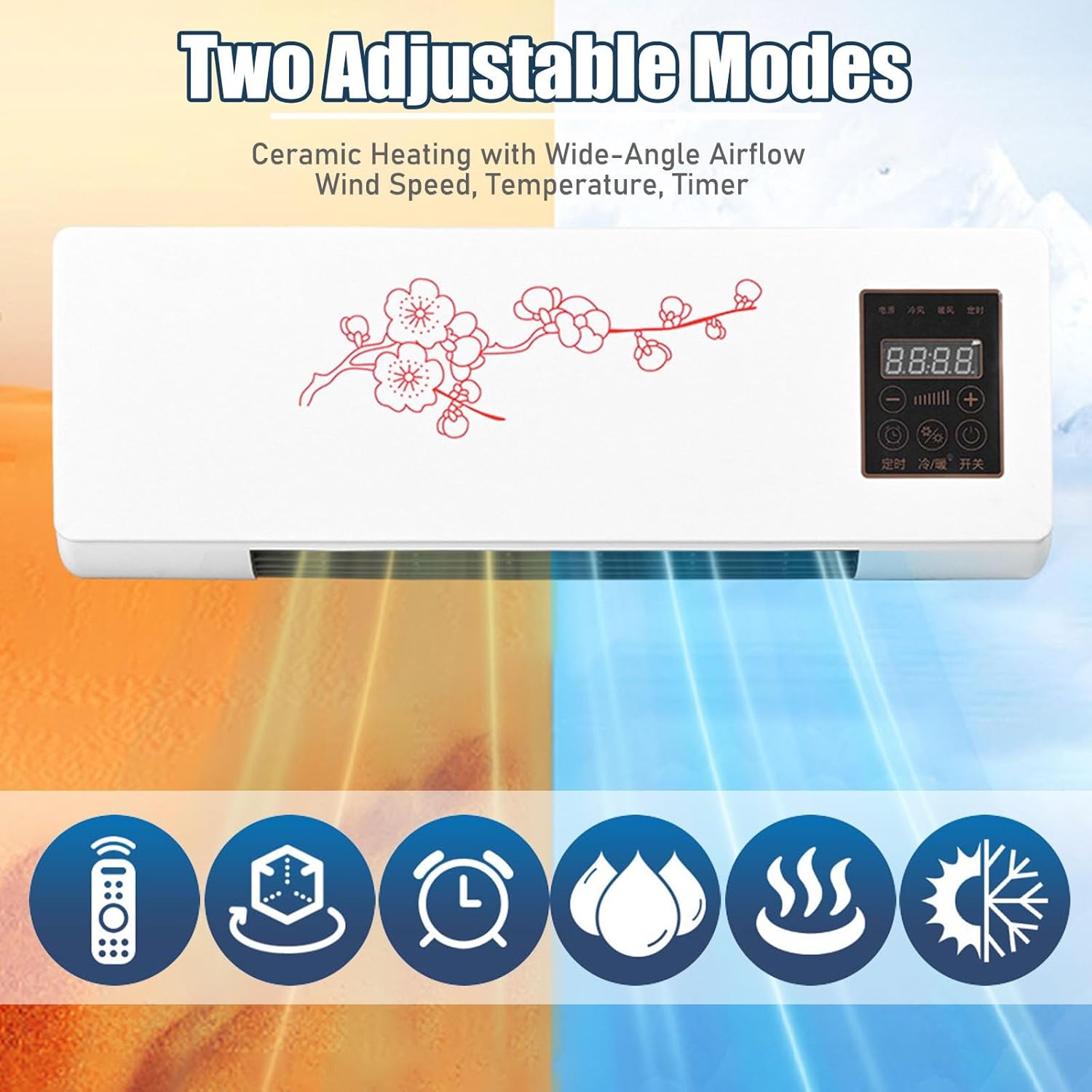 1800W Wall Air Conditioner Wall Mounted Mini AC Unit for Bedroom 2 In 1 Smart Ac Heater with Remote Control, Portable Heater and Fan Combo for RV, Garage, Nursery Heating and Cooling(White)