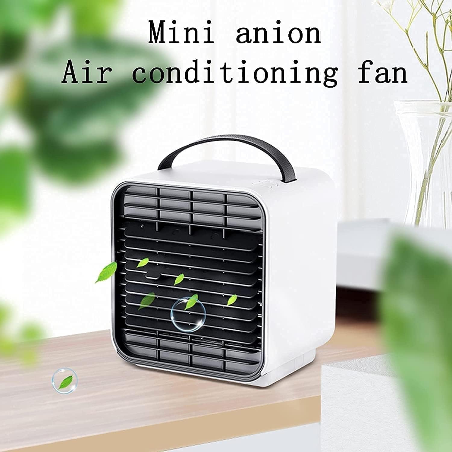 Portable Air Conditioner Fan, Mini Cooler with Large Capacity Water Tank and Fast Cooling Fan USB for Home, Office (Color : White)