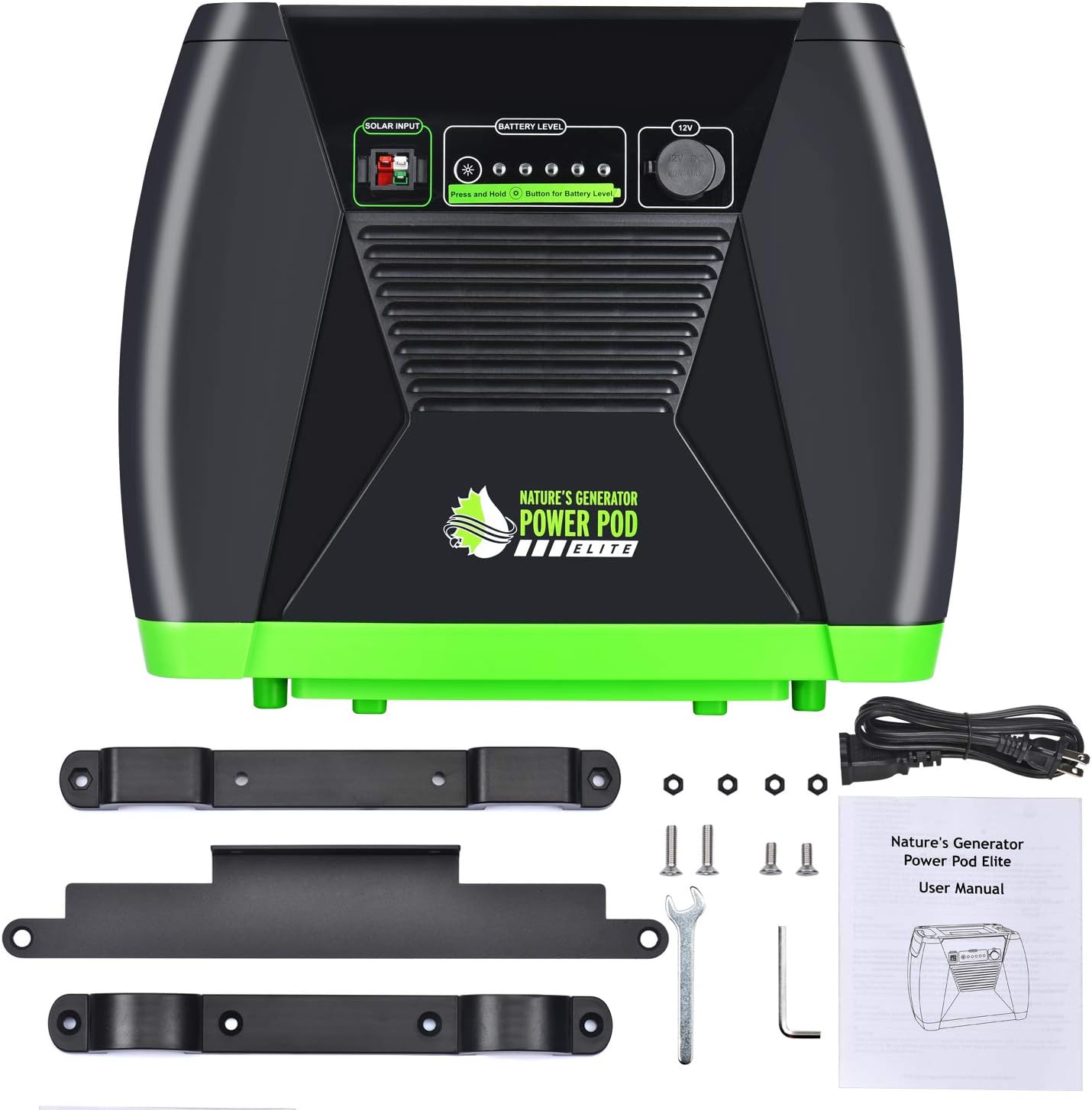 Nature's Generator Power Pod Elite-AGM Sealed Lead Acid in 100Ah with 12V DC Port and 35in Expansion Cable to Extend Nature's Generator Elite's Using Time HKNGPDEL