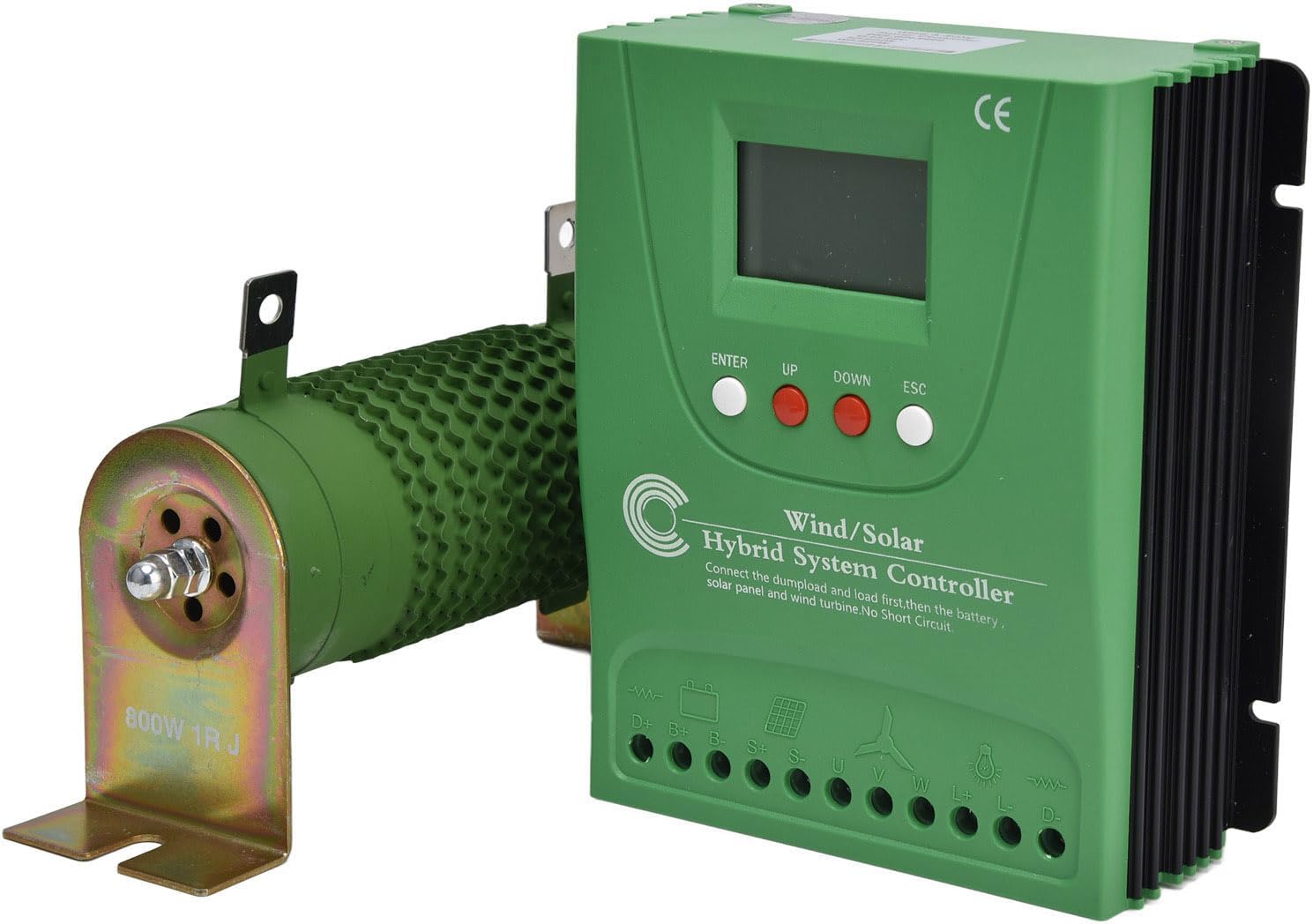 Wind Solar Hybrid System Controller MPPT Boost Charge Regulator for Lithium Battery 12V 24V with LCD Display Universal for Lithium Battery Green ABS