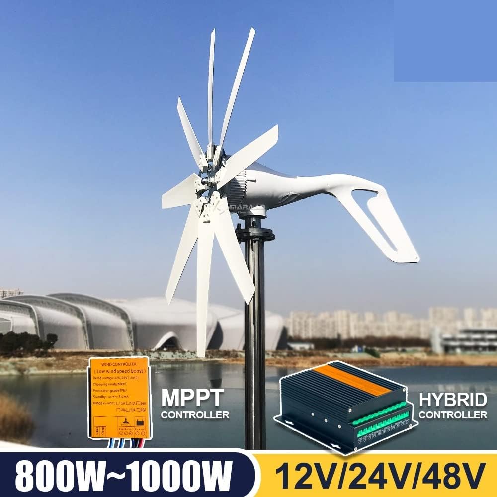Wind Turbine, 1000W 12V 24V Wind Turbine Generator Complete Set Windmill MPPT/Charge Controller Small Wind Generator Home Use Low Noise(MPPT Controller,12v)