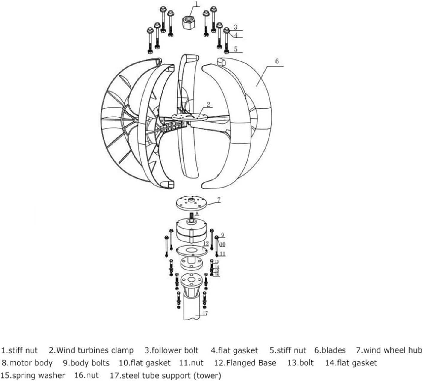 Wind Turbines, 200W Vertical Axis Wind Generator 12V 24V Red and White Ball Type Wind Turbine for Land Marine Use(Wihte,5 Blades_24V)