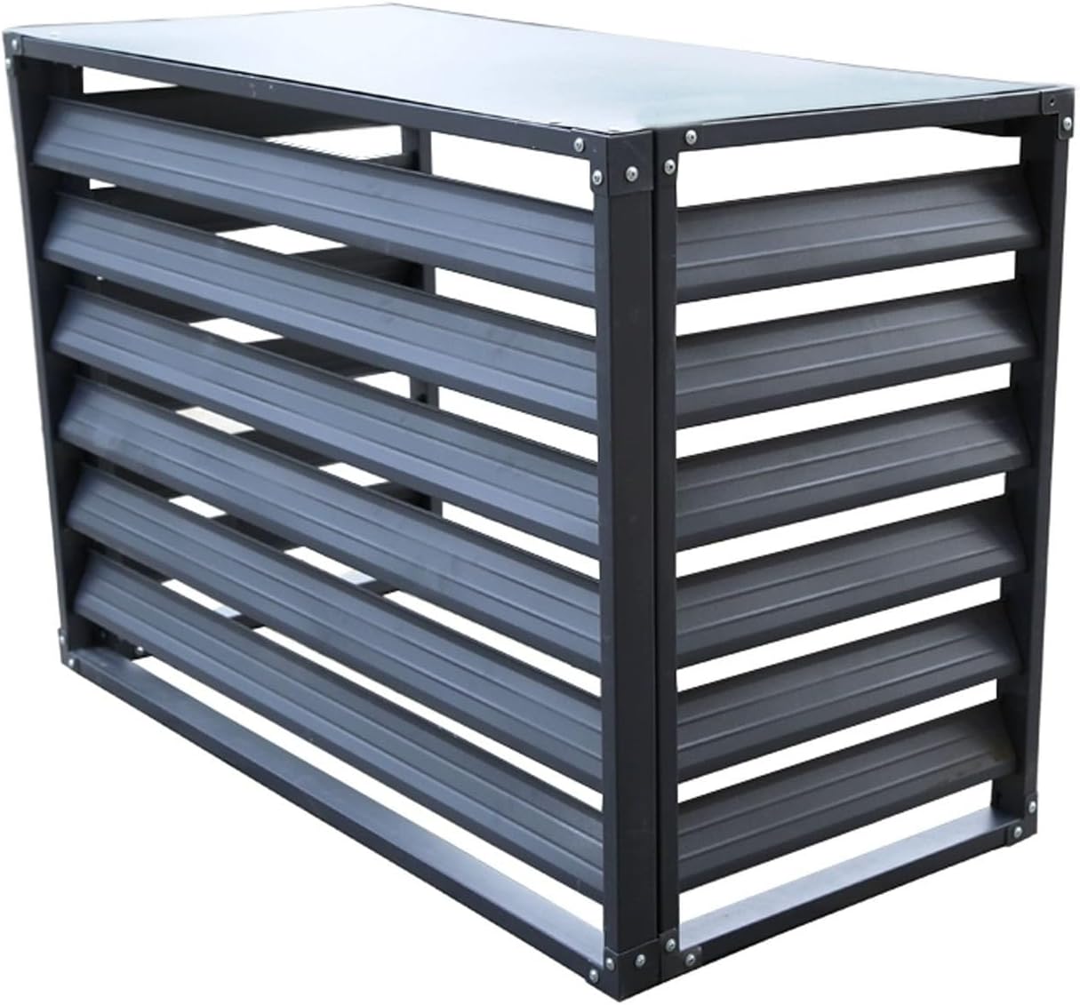 Air Conditioner Fence for Outside, Ac Unit Covers Outdoor, Shelf Plant Stand, Noise Reduction, Anti Theft, Outdoor Privacy(Gray,110cm)